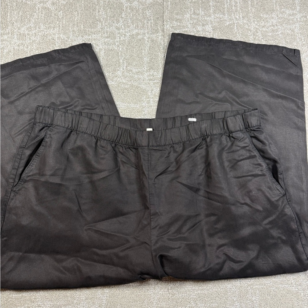 Eileen Fisher Cropped Wide Leg Pull On Boho Casual Black Pant Womens Size 1X
